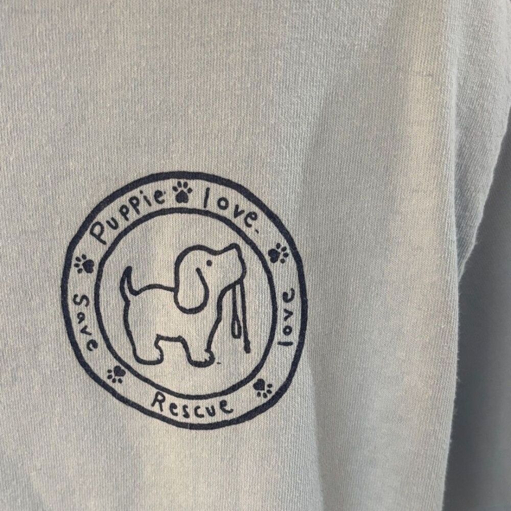 Puppies Love Light Blue Graphic T-Shirt SZM - Picture 2 of 5